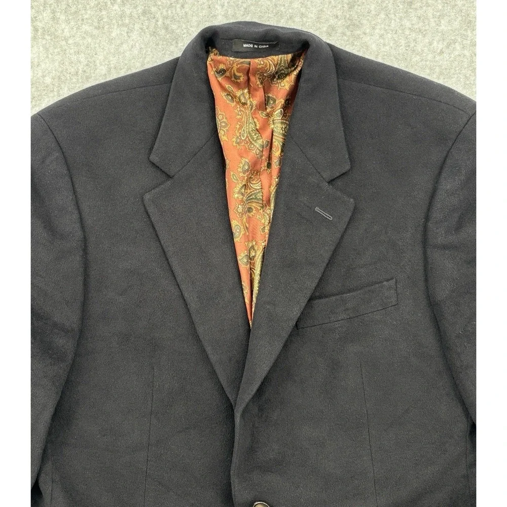 Lauren Ralph Lauren 40R Silk Wool Cashmere Black Sport Coat Blazer Paisley